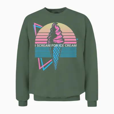 Ice Cream Retro Unisex Sweatshirt - Military Green