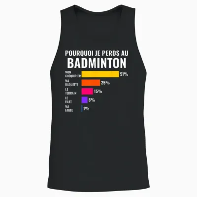 Pourquoi Je Perds Au Badminton Perdant Humour Unisex Tank Top - Black