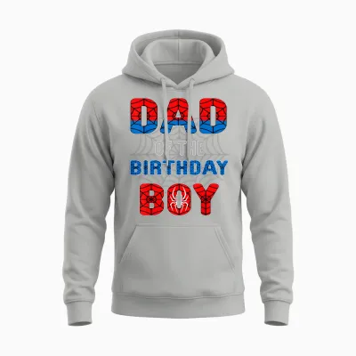 Spider Web Birthday Party Dad of the Birthday Boy Unisex Hoodie - Ash