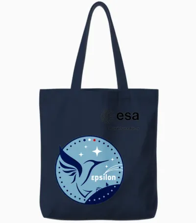 Esa European Space Agency Mission Epsilon Long Sleeve Patch Tote Bags - Navy