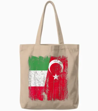 Italien Türkei Halbflagge Türkei Italienisch Türkisch Erbe Tote Bags - Natural