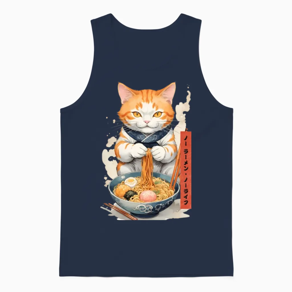 Ramen Cat Lovers Unisex Tank Top in Navy