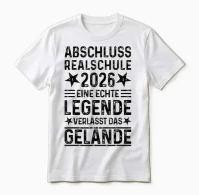 Realschule Abschluss 2026 Eine Legende Verlässt Das Gelände Unisex T-Shirt - White