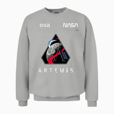 Nasa Artemis Ii Mission Patch Worm Und Esa Logo Langarmshirt Unisex Sweatshirt - Ash