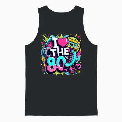 I Love the 80s Shirt Women Girls Vintage 80s Party Outfits T-Shirt, White, S Unisex Tank Top - Black