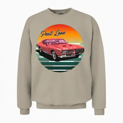 Past Lane Retro Muscle Car Unisex Sweatshirt - Sand