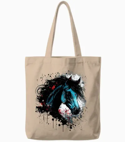 Ink Splatter Horse Tote Bags - Natural