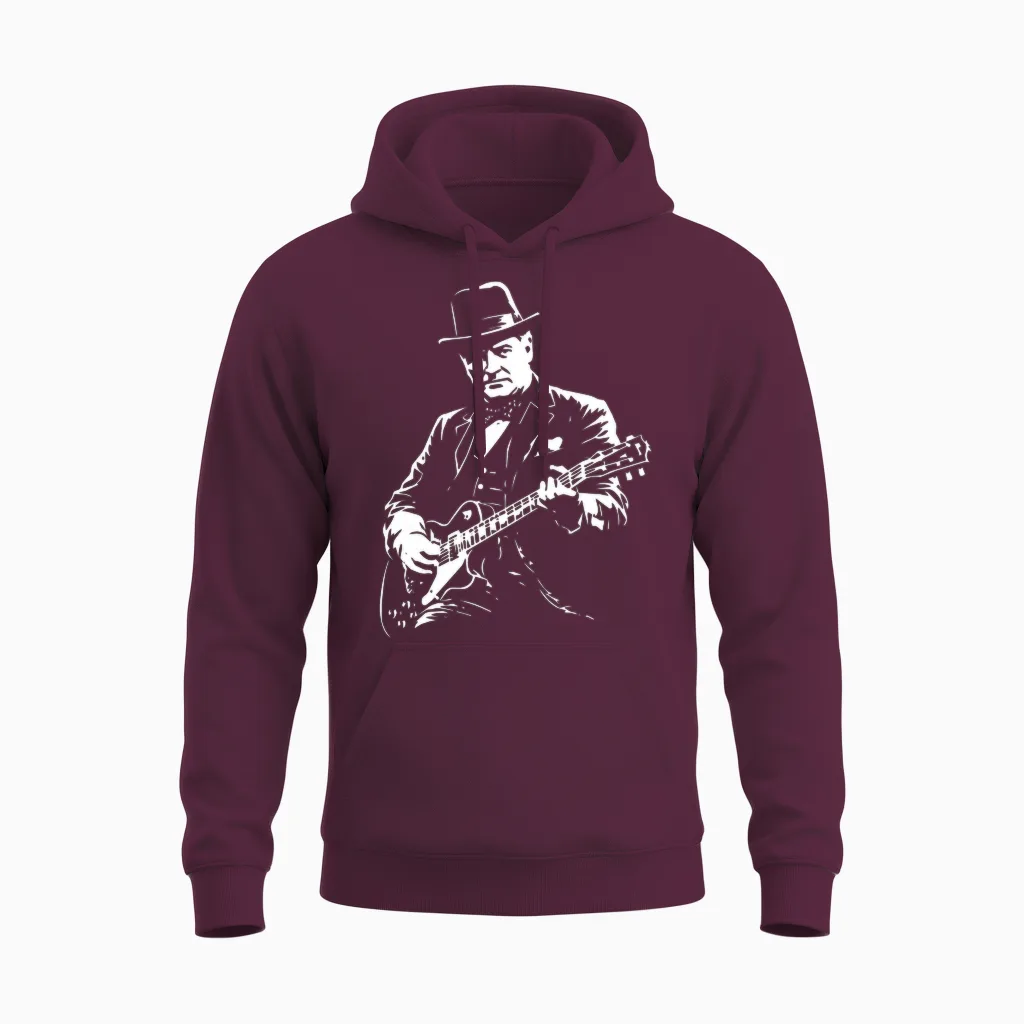 Winston Churchill Guitare Manche Longue Unisex Hoodie in Maroon