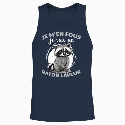 Je M'en Fous Je Suis Un Raccoon - Cute Raccoon T-Shirt, Black, S Unisex Tank Top - Navy