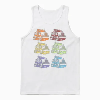 Retro Truck Driver Gift Unisex Tank Top - White