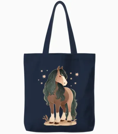 Pferd Mit Sternen Pferdemotiv Mädchen Tote Bags - Navy