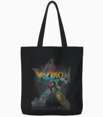 Voltron Retro Defender Rainbow Graphic Tote Bags - Black