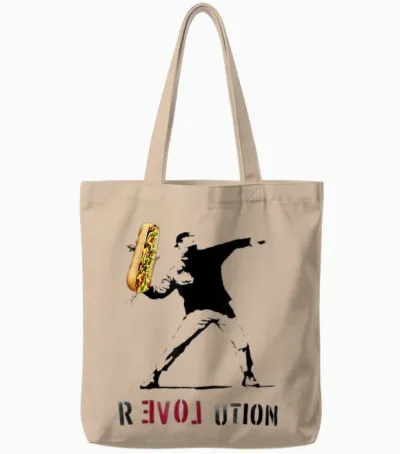 Throwing Sandwich Revolution Funny Humor Meme Tote Bags - Natural