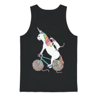 Cat Unicorn and Unicorn Cat Who Is Riding a Bike Unisex Tank Top - Black – 1