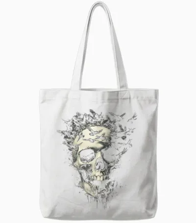 Schmelzender Totenkopf Mit Raben - Gothic Horror Kunst Geschenke Tote Bags - White