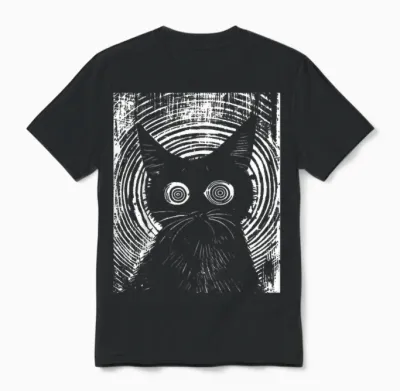Trippy Cat | Pastel Goth Gothic Grunge Alt Punk Weirdcore T-Shirt, Black Unisex T-Shirt - Black