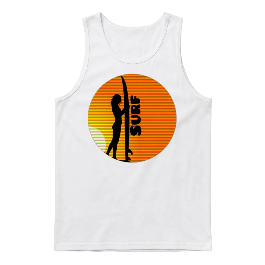 Surfer Girl at Sunset โ Summer & Beach Unisex Tank Top - White