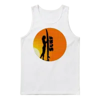 Surfer Girl at Sunset — Summer & Beach Unisex Tank Top - White – 1
