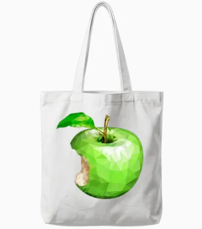 Green Apple with a Bite Tote Bags - White