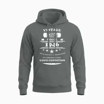 Vintage Retro White 1946 Unisex Hoodie - Graphite Heather