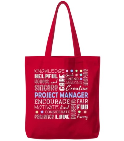 Project Manager Love Words Tote Bags - Red