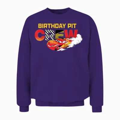 Disney & Pixar's Cars Birthday Pit Crew Lightning Mcqueen Unisex Sweatshirt - Purple