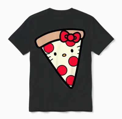 Hello Kitty Pizza Slice Unisex T-Shirt - Black