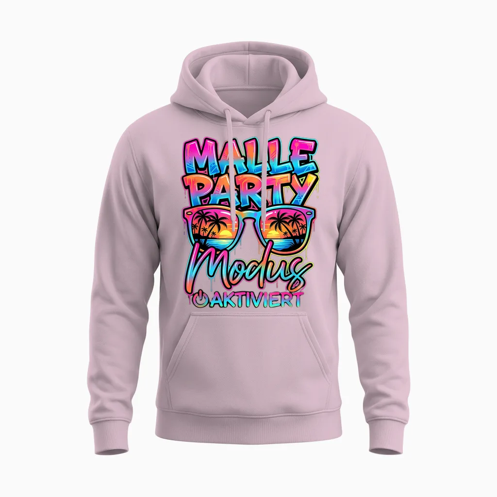 Malle Party Modus Aktiviert Feiern Mallorca Party Unisex Hoodie in Light Pink