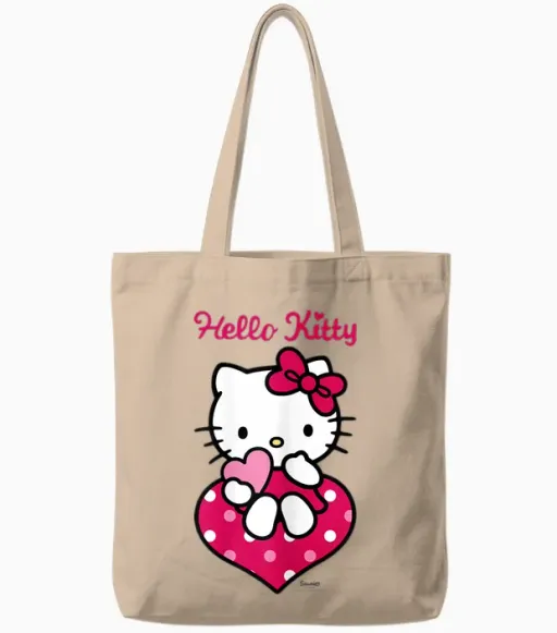 Hello Kitty - I Heart You T-Shirt, Black, S Tote Bags - Natural