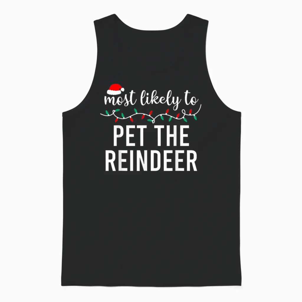 Most Likely to Christmas Matching Family Pajamas Funny Unisex Tank Top in Black