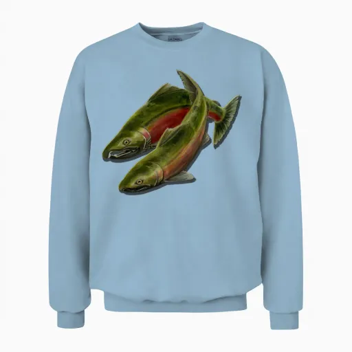 Gone Fishing Art Shirts Coho Salmon Gifts & Shirts Unisex Sweatshirt in Light Blue