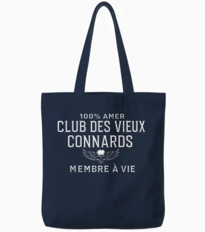 100% Amer Club Des Vieux Connards Membre à Vie Tote Bags - Navy