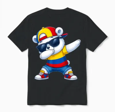 Ours Colombien Patriotique Colombie Dab Garçons Enfants 2025 Unisex T-Shirt - Black