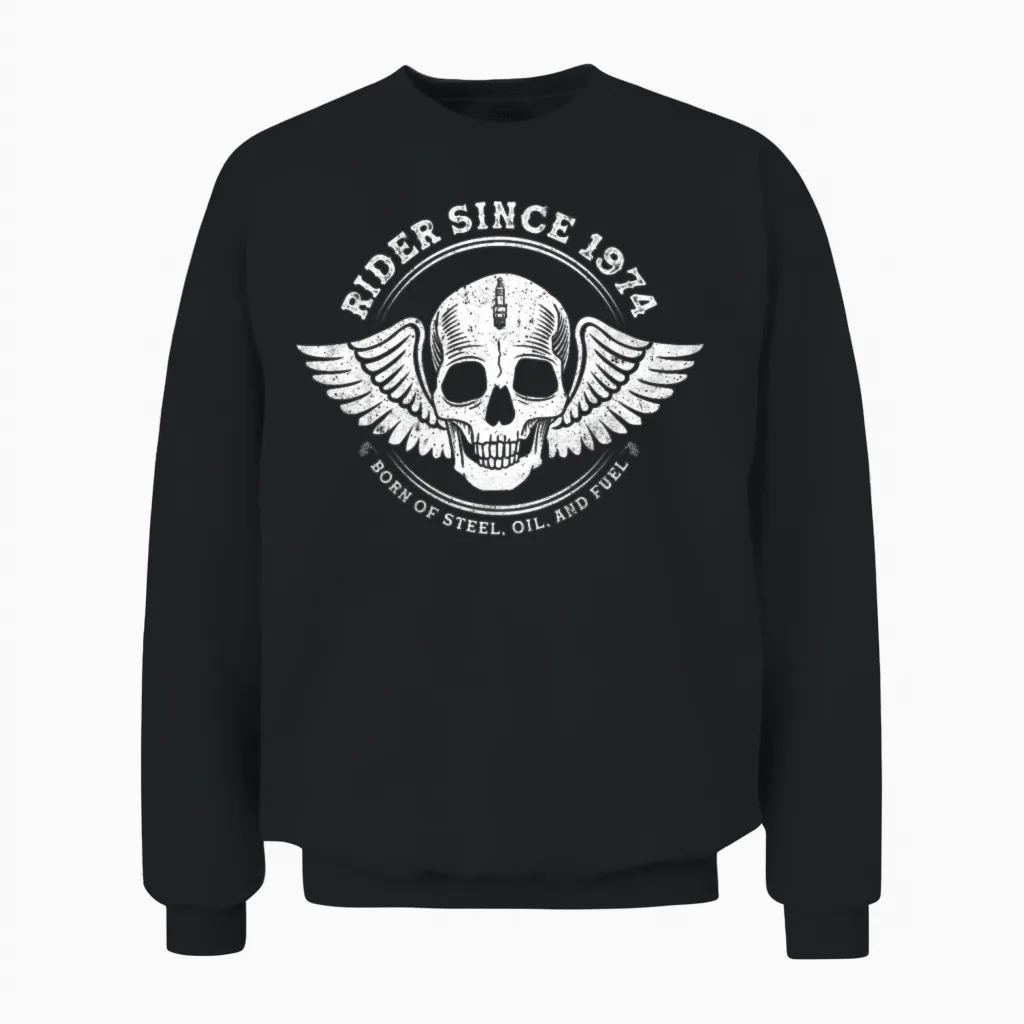 Rider Since 1974 - 51 Years, Fueled by Freedom Unisex Sweatshirt in Black