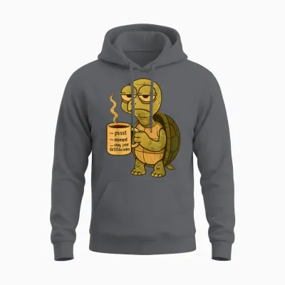Kaffee Schildkröte Morgenmuffel Koffein Kaffeetasse Lustig Unisex Hoodie - Charcoal