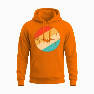 Bat Retro Heartbeat Unisex Hoodie - Safety Orange