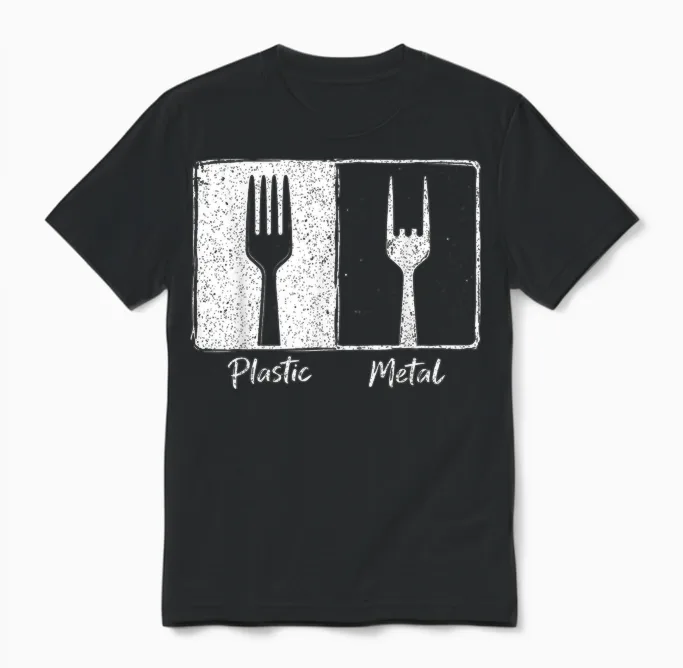 Plastique Métal Rock N Roll Funny Rock Music Guitare Punk Music Unisex T-Shirt in Black