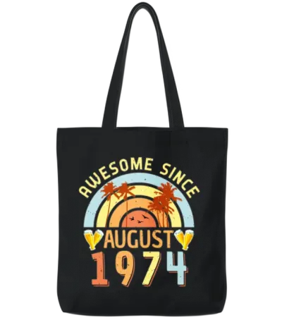 August 1974 Retro Tote Bags - Black