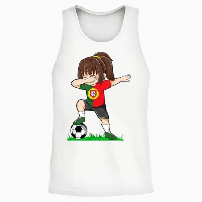 Fußball Portugal Trikot Shirt Portugiesische Flagge Fußball Mädchen Unisex Tank Top - White