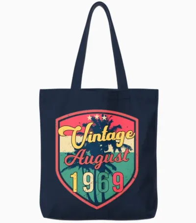 1969 August Retro Tote Bags - Navy