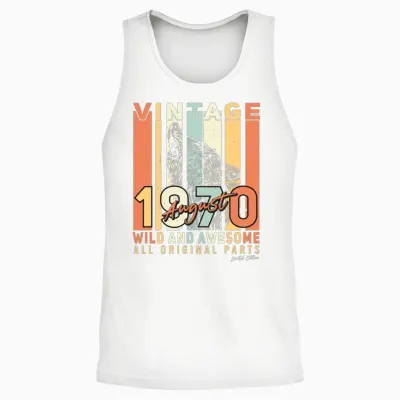 Retro 1970 August Unisex Tank Top - White
