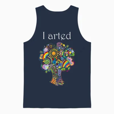 I Arted Shirt Funny Art Graphic Colorful Shirt Artist Gift Unisex Tank Top - Navy