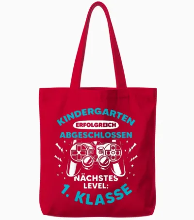 Schulkind Cooles Gamer Zocker Jungs Einschulung Schulanfang Tote Bags - Red