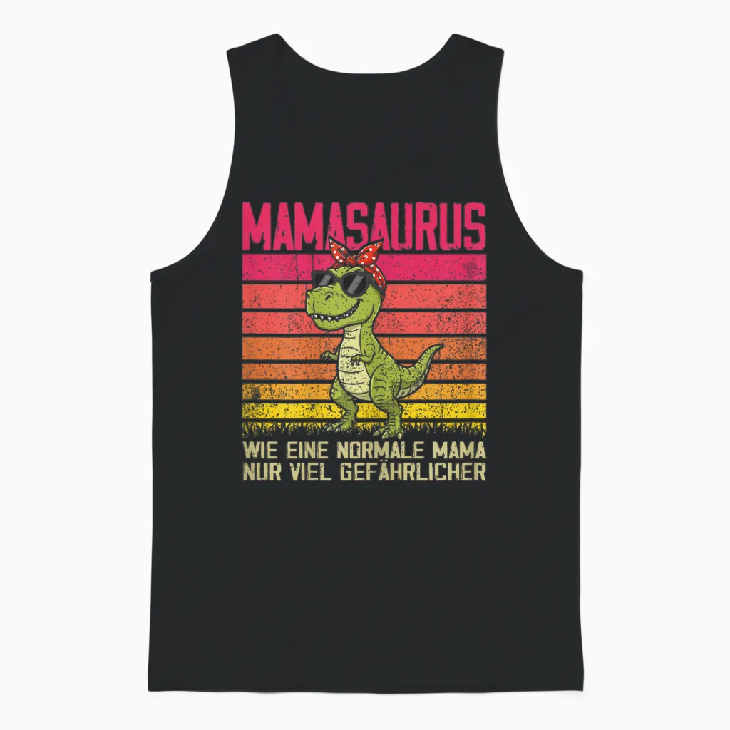 Mamasaurus Dino Muttertag Mama Deko Mami Lustig Frauen Unisex Tank Top in Black