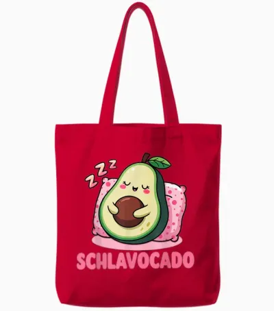 Avocado Funny Women's Men's Sleep Shirt Official Pyjama T-Shirt, Black, S Tote Bags - Red