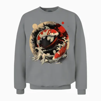 Koi Japanese Pond Lover Japanese Koi Carp Asian Fish Asian Carp Unisex Sweatshirt - Sport Grey
