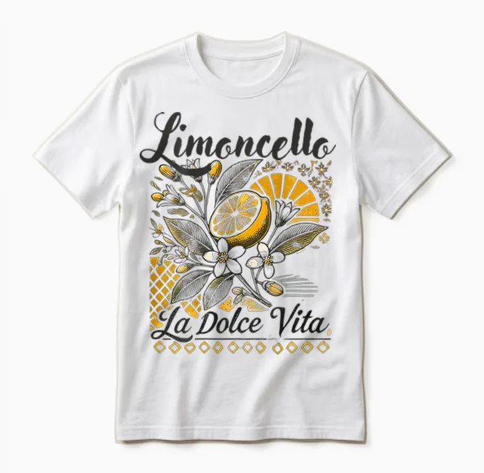 Limoncello | La Dolce Vita Social Club Zitronen Backprint Unisex T-Shirt in White