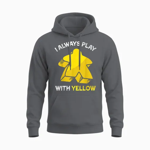 I Always Play with Yellow Meeple Board Game T-Shirt, Black, S Unisex Hoodie - Charcoal