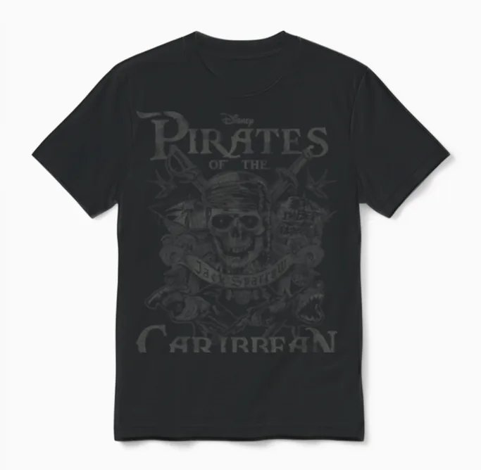Pirates of the Caribbean Skull Jack Sparrow Unisex T-Shirt in Black
