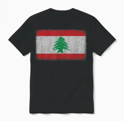 Lebanon Flag Pattern for Men, Women, Unisex T-Shirt - Black